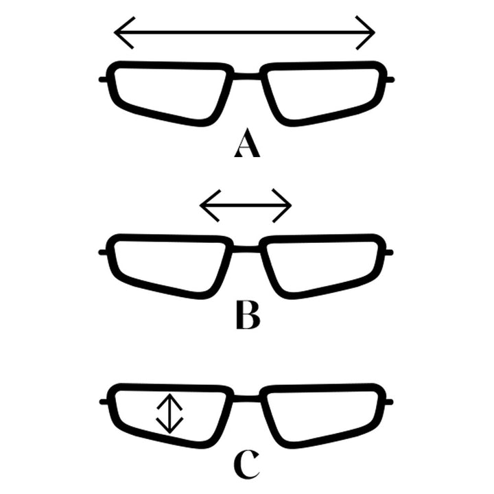 Guide des tailles, lunettes carrées